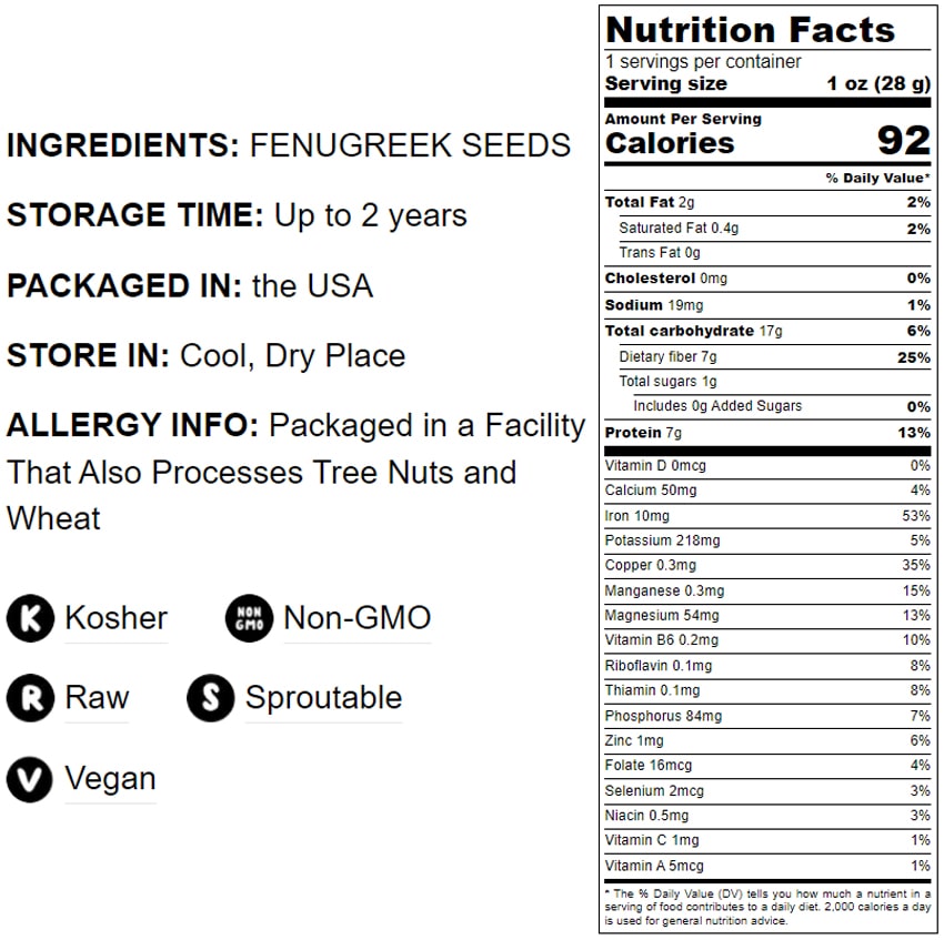 Fenugreek Seeds - by Food To Live