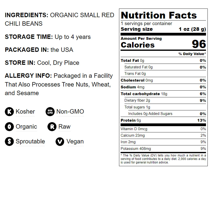 Organic Small Red Chili Beans - by Food To Live