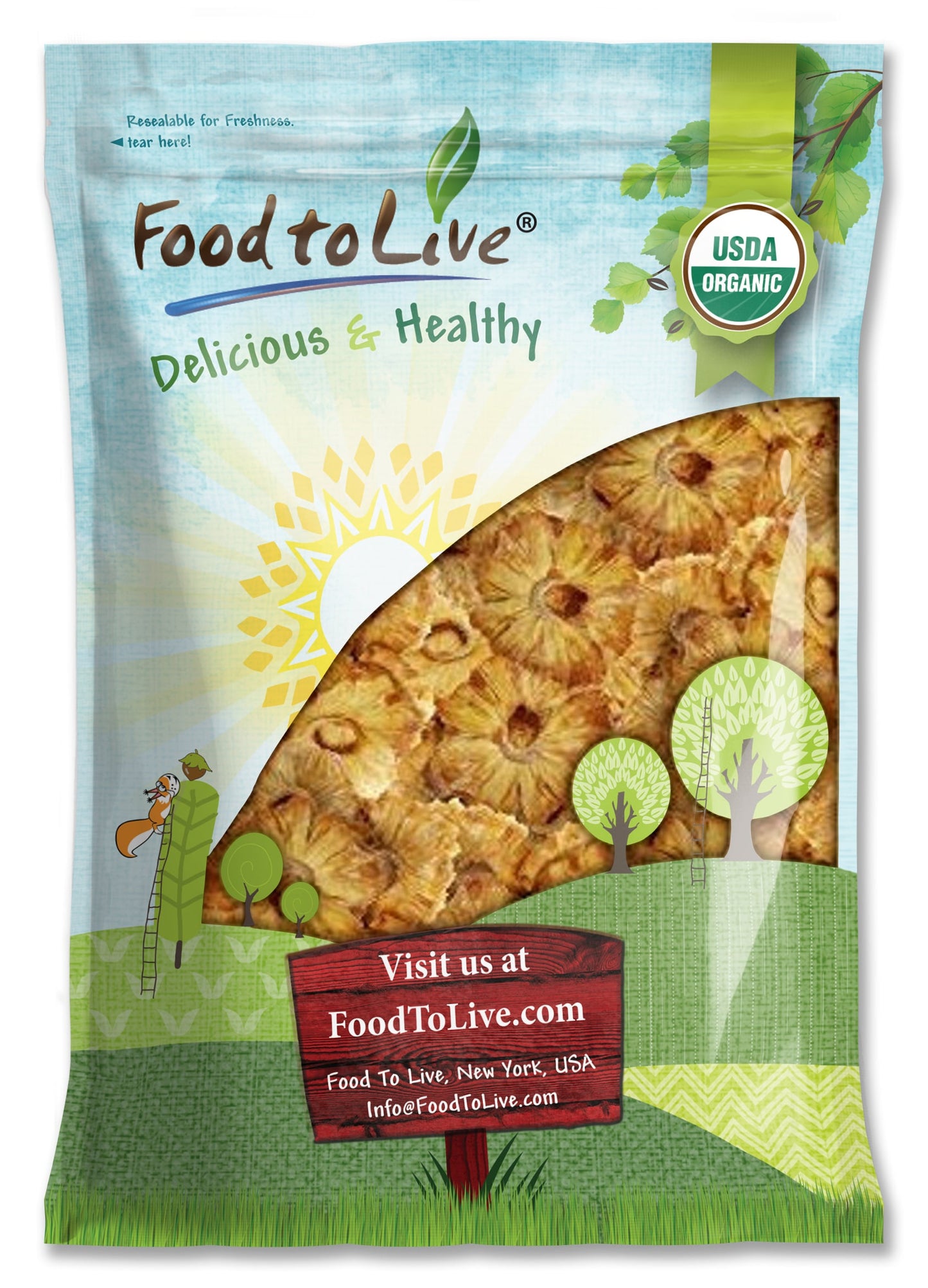 Organic Dried Pineapple Rings - by Food To Live
