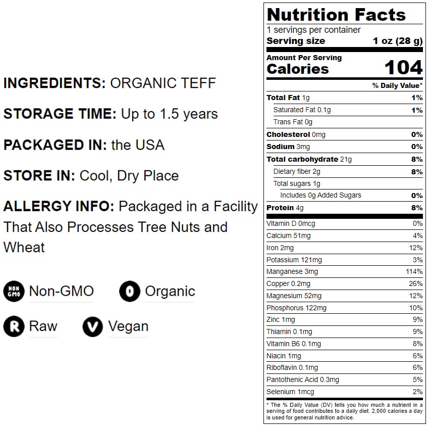 Organic Teff - by Food To Live