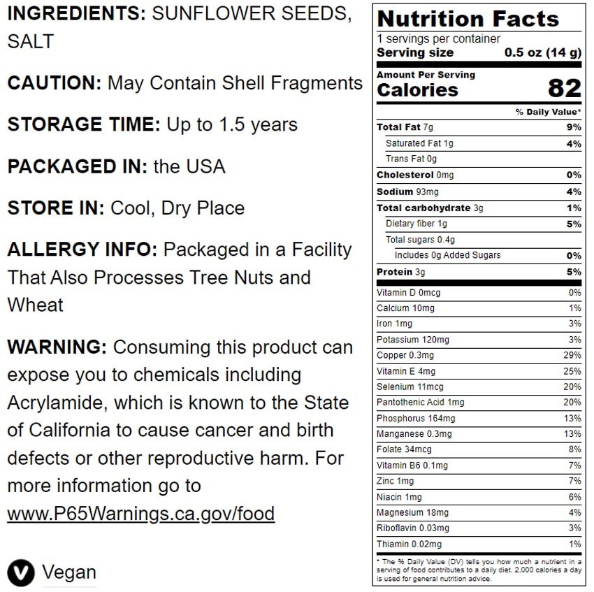 Dry Roasted Sunflower Seed Kernels with Himalayan Salt - by Food To Live