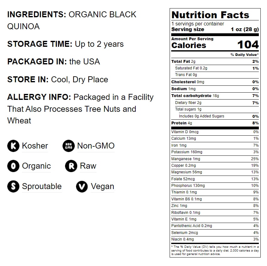 Organic Black Quinoa - by Food To Live