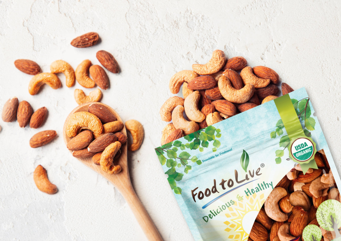 Organic Almonds and Cashews Mix, Dry Roasted & Lightly Salted - by Food To Live