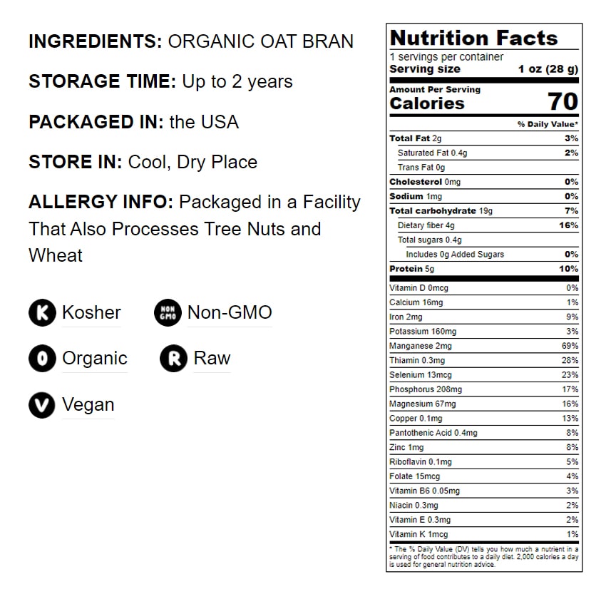 Organic Oat Bran - by Food To Live