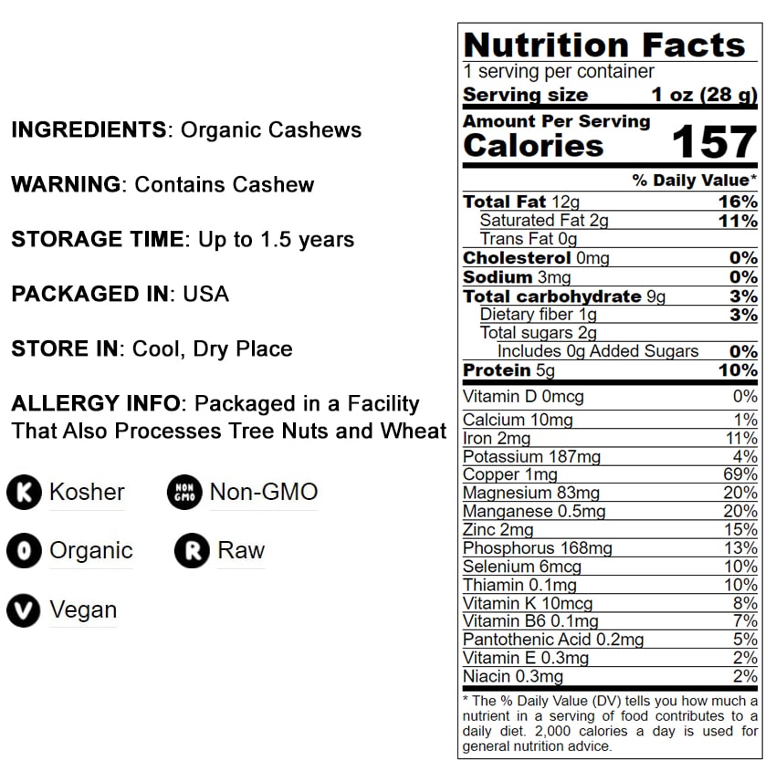 Organic Cashew Pieces - by Food To Live