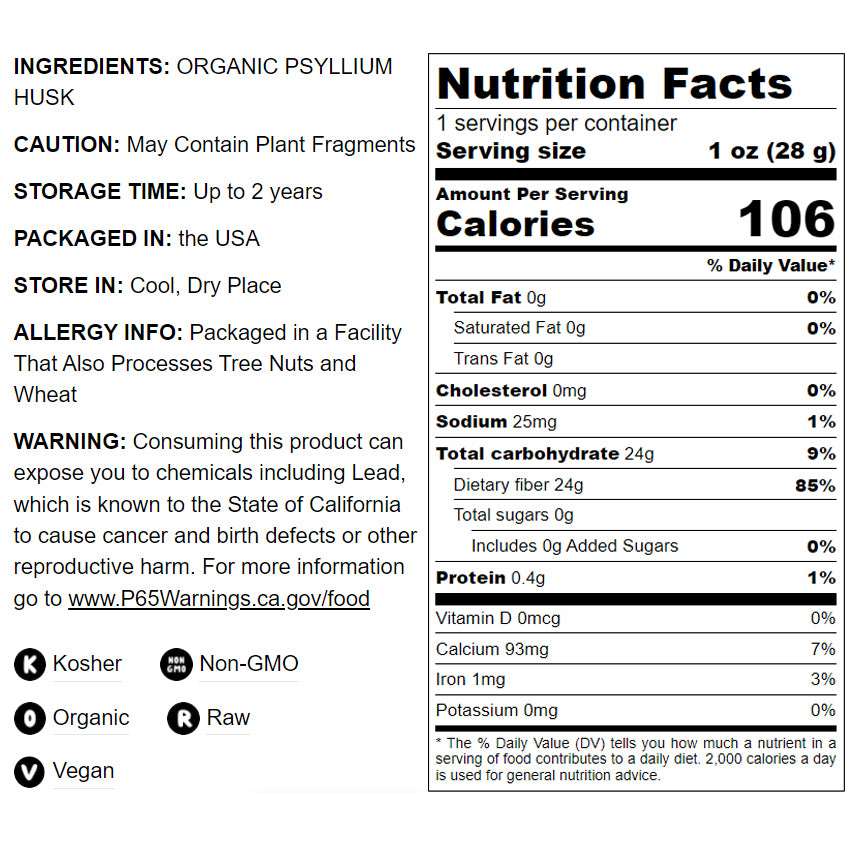 Organic Psyllium Husk Powder - by Food To Live
