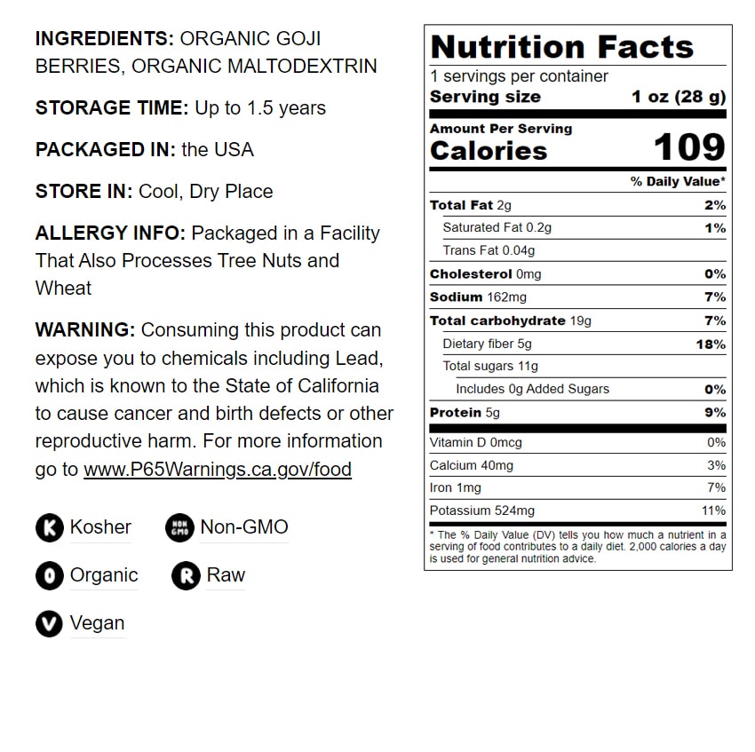 Organic Goji Berry Powder - by Food To Live