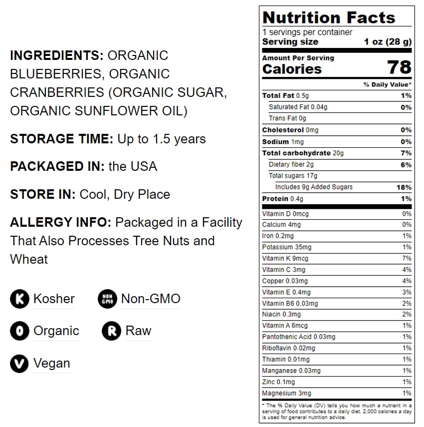 Organic Essential Berries Mix with Cranberries and Blueberries - by Food To Live