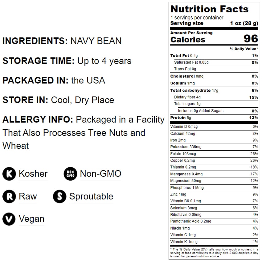 Navy Beans - by Food To Live