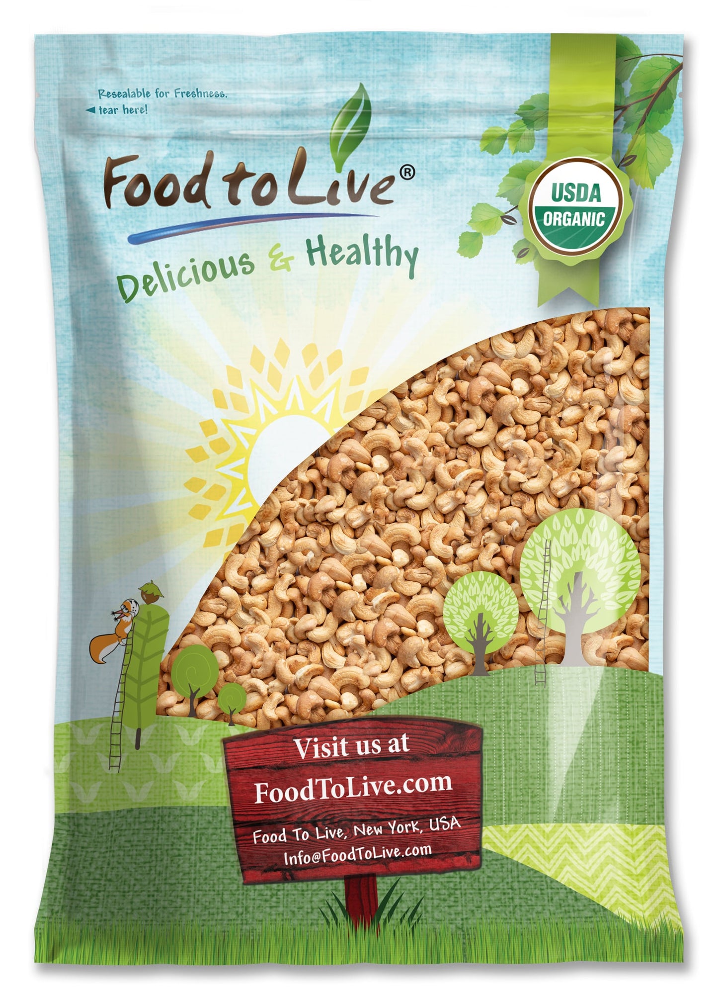 Organic Dry Roasted Whole Cashews with Himalayan Salt - by Food To Live