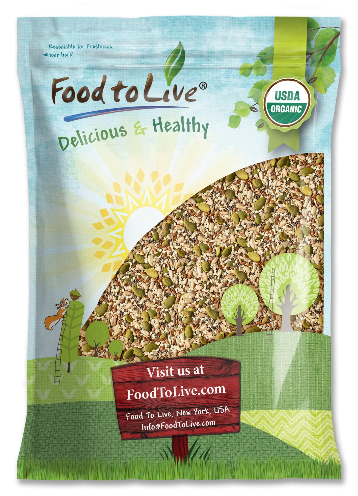 Organic Super 5 Seeds Mix - by Food To Live