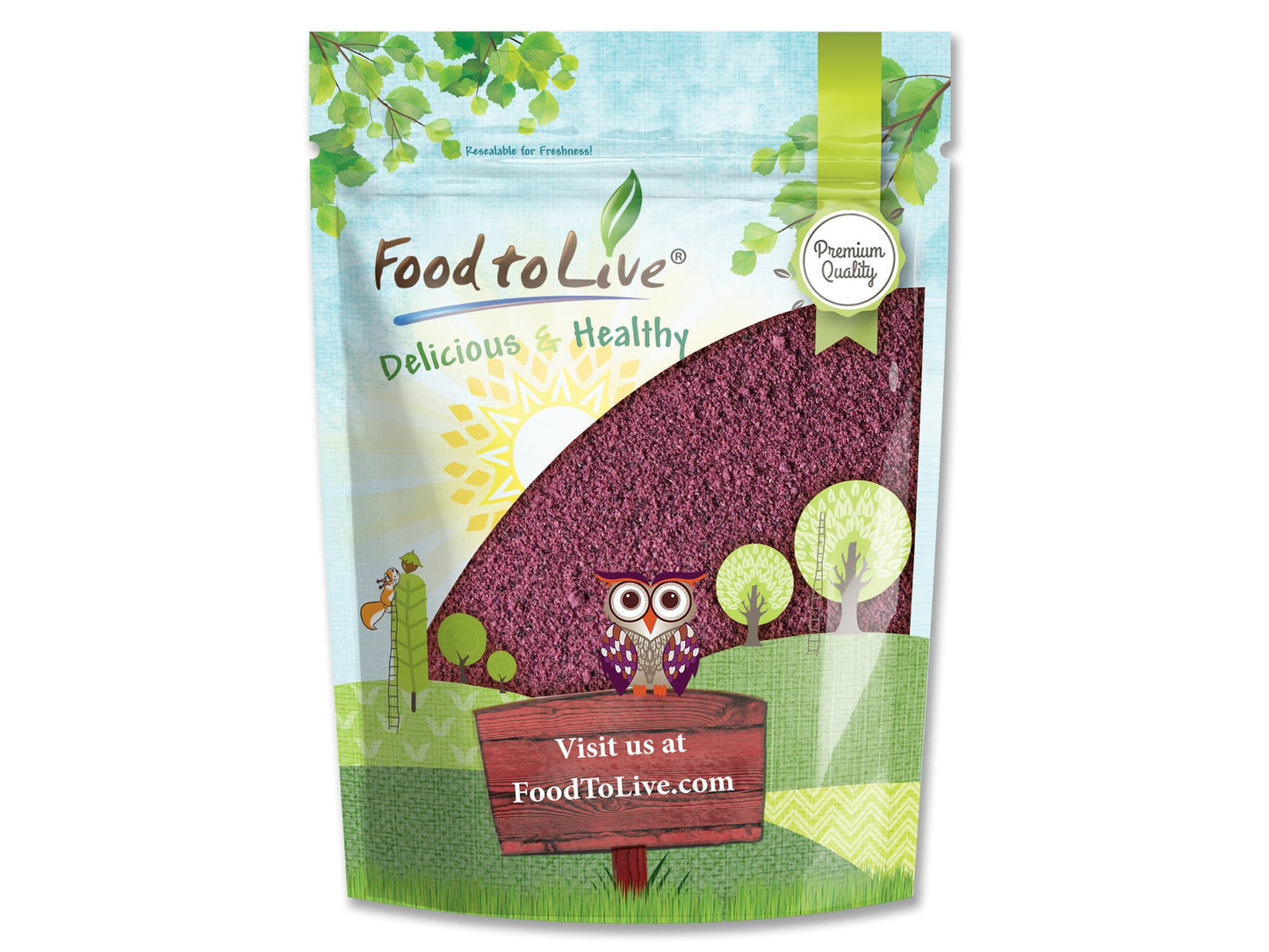 Black Elderberry Juice Powder - Made from Raw Dried Berries, Unsulfured, Vegan, Bulk, Great for Baking, Juices, Smoothies, Yogurts, and Instant Breakfast Drinks, No Sulphites - by Food to Live
