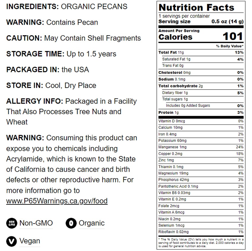 Organic Dry Roasted Pecan Halves - by Food To Live