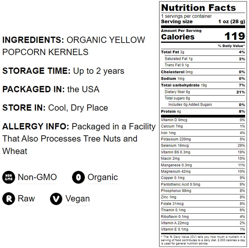 Organic Yellow Popcorn - by Food To Live