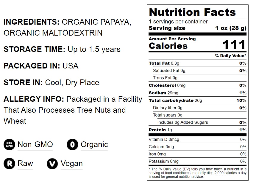 Organic Papaya Powder - by Food To Live
