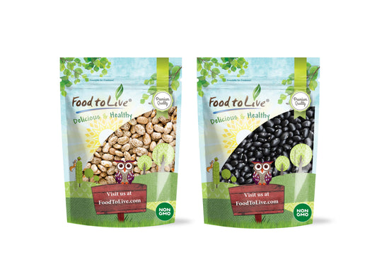 Premium Dry Beans Bundle, 2 Pack - Black Beans (5 LB), Pinto Beans (5 LB) - by Food To Live