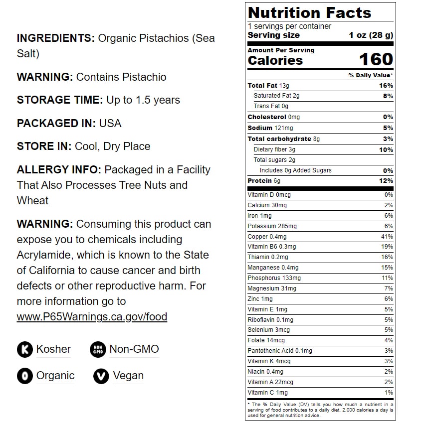 Organic Pistachios - by Food To Live