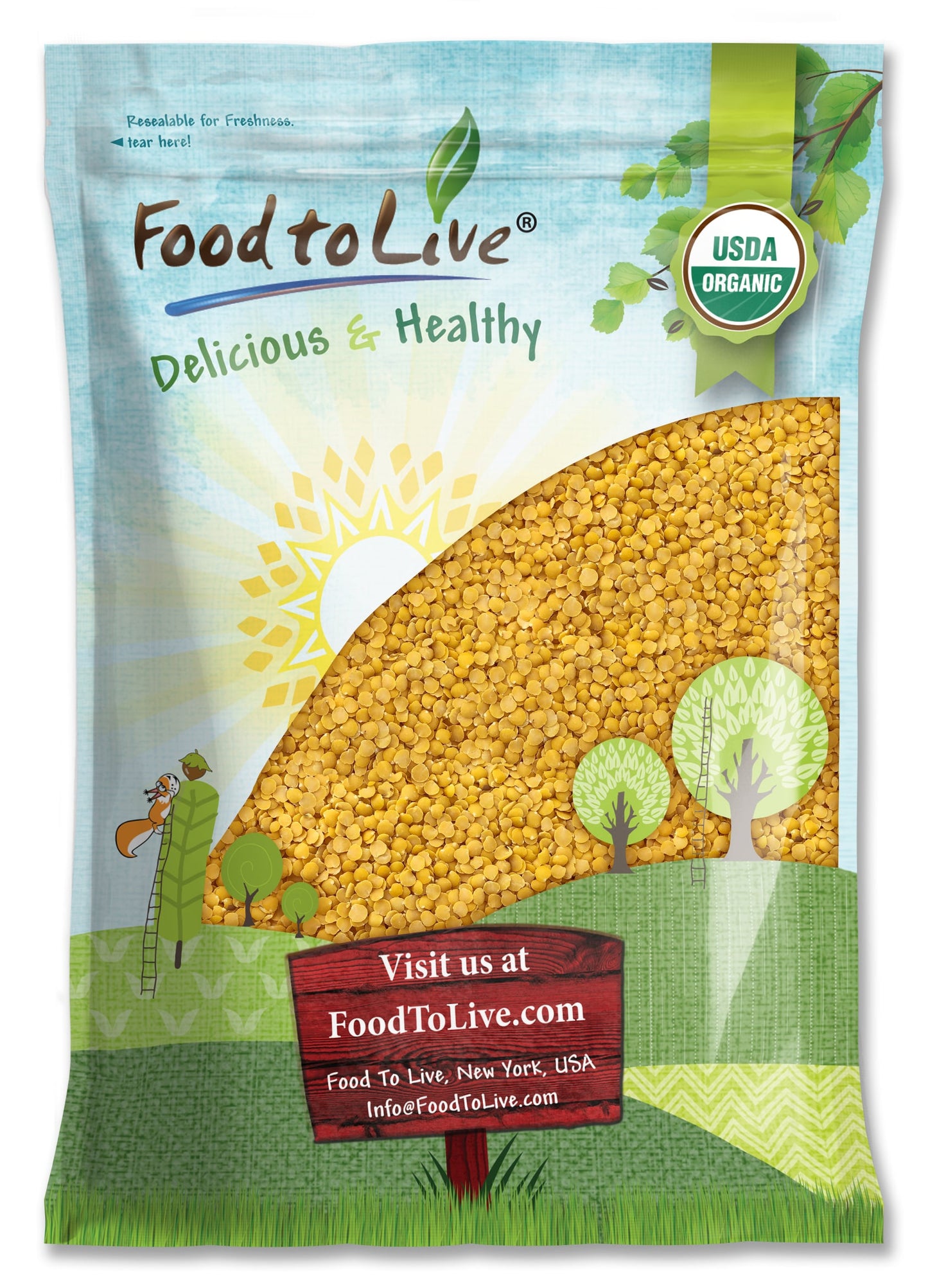 Organic Yellow Split Lentils - by Food To Live