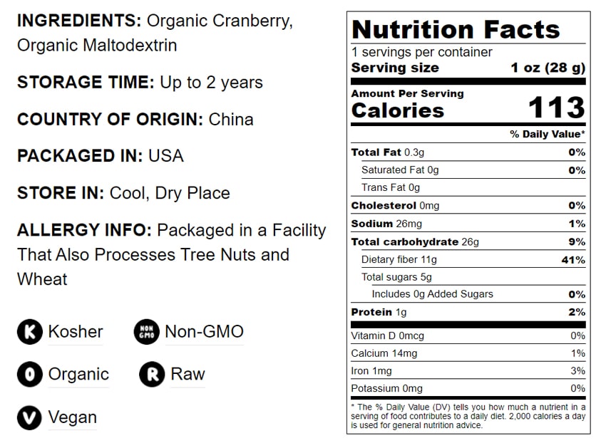 Organic Cranberry Powder - by Food To Live