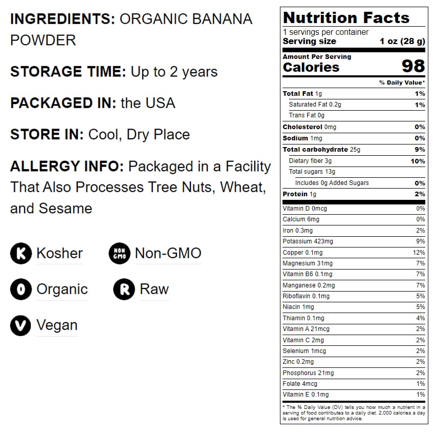 Organic Ripe Banana Powder - by Food To Live