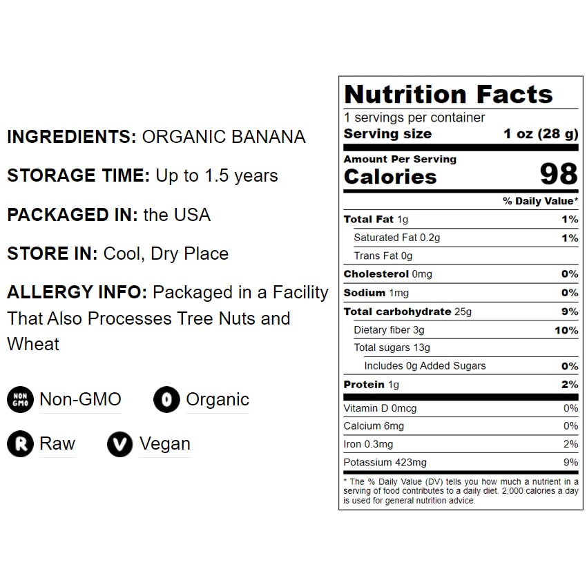 Organic Dried Banana Slices - by Food To Live