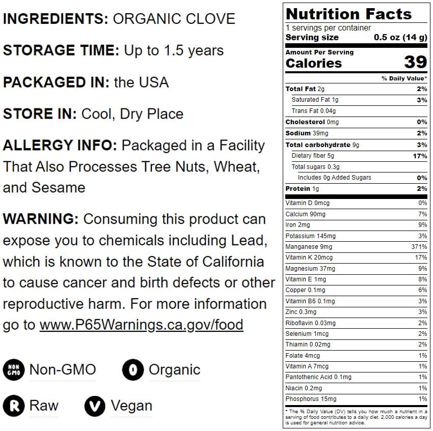 Organic Clove Powder - by Food To Live