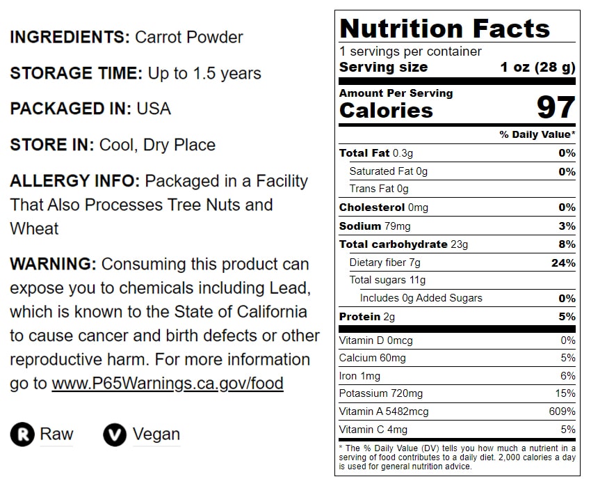 Carrot Powder - by Food To Live