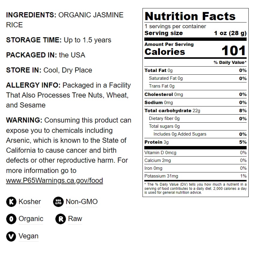 Organic Jasmine Rice - by Food To Live