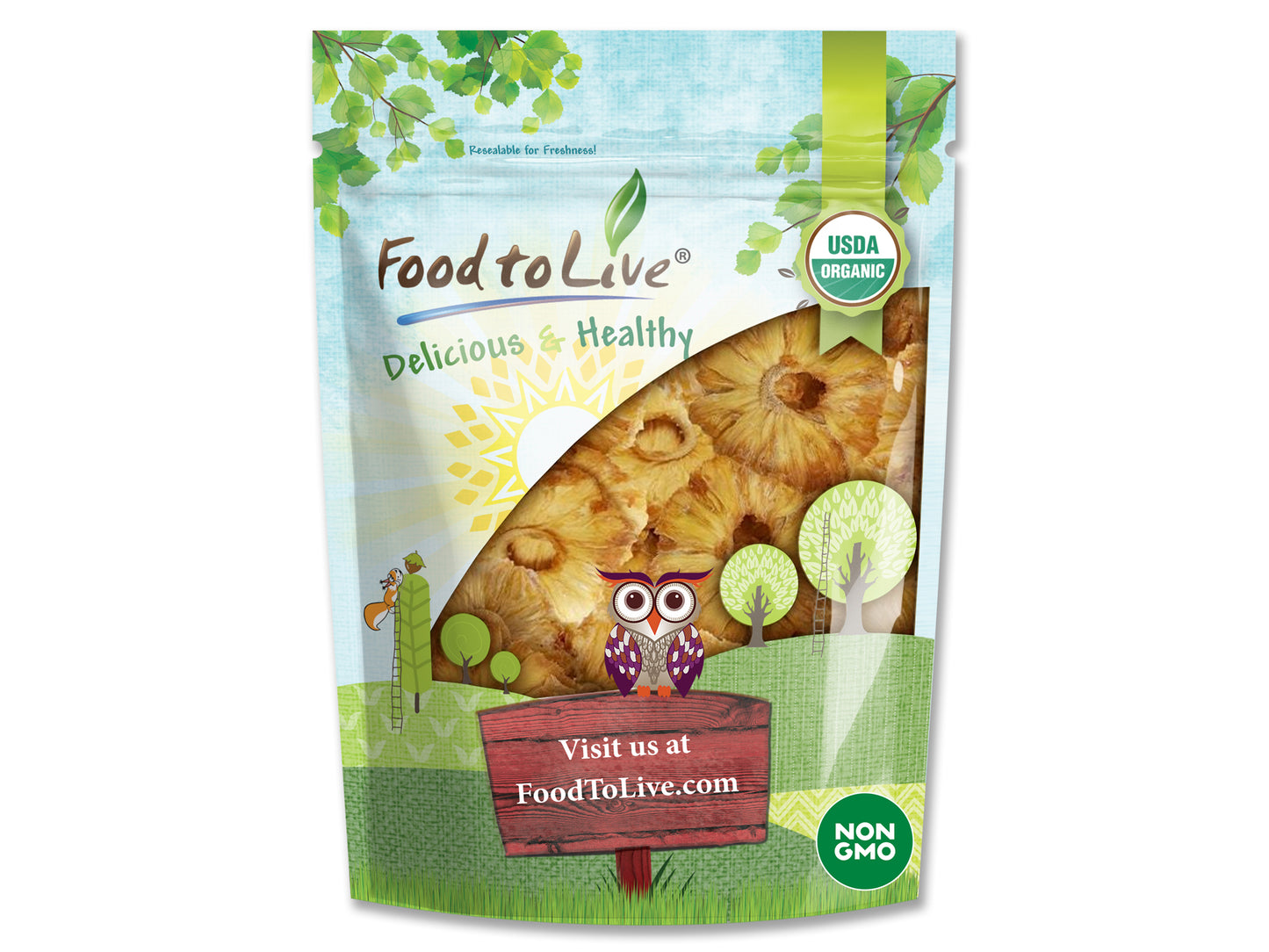 Organic Dried Pineapple Rings - by Food To Live