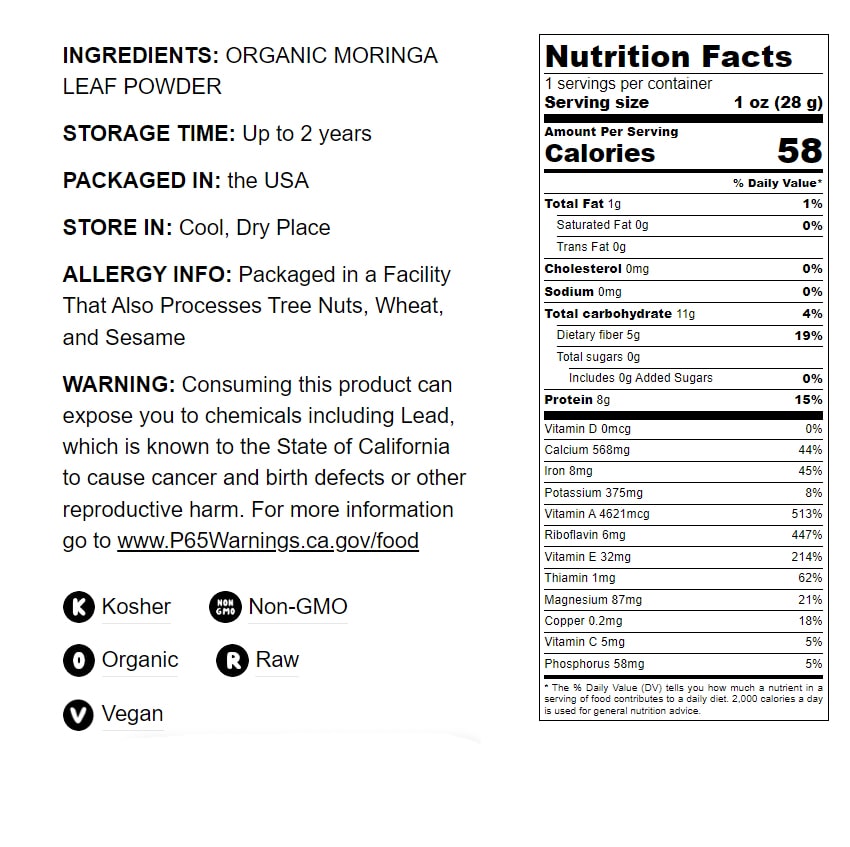 Organic Moringa Powder - by Food To Live