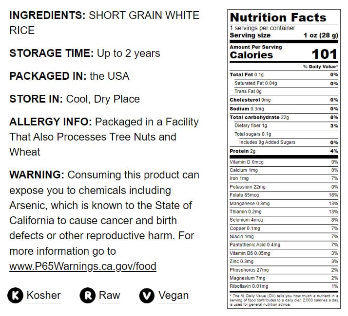 Short Grain White Rice - by Food To Live
