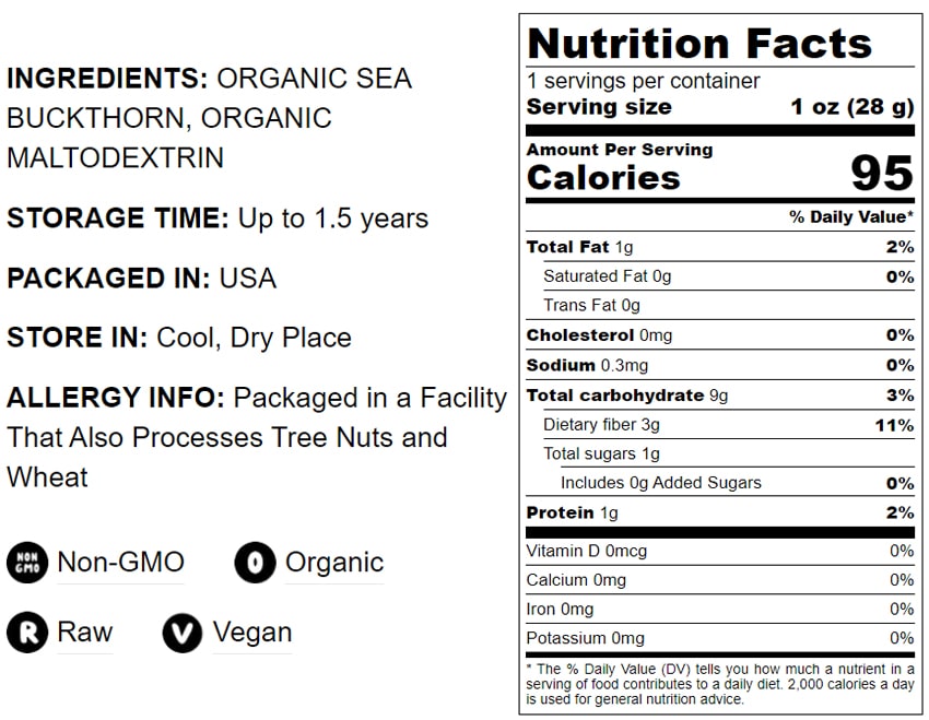 Organic Sea Buckthorn Powder - by Food To Live