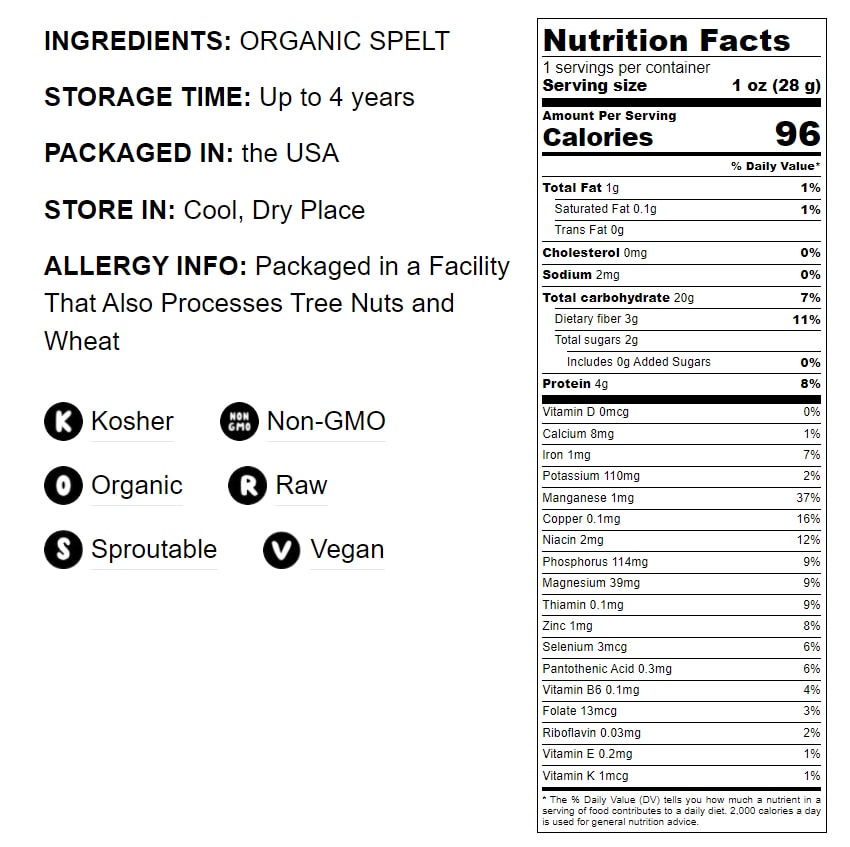 Organic Spelt Berries - by Food To Live