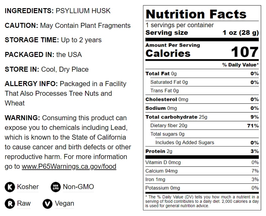 Psyllium Husk Powder - by Food To Live