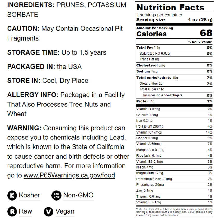 Pitted Prunes - by Food To Live