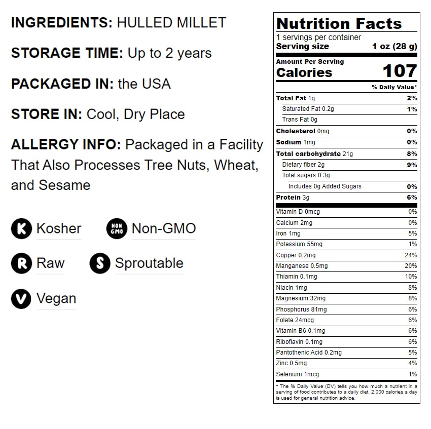 Hulled Millet - by Food To Live