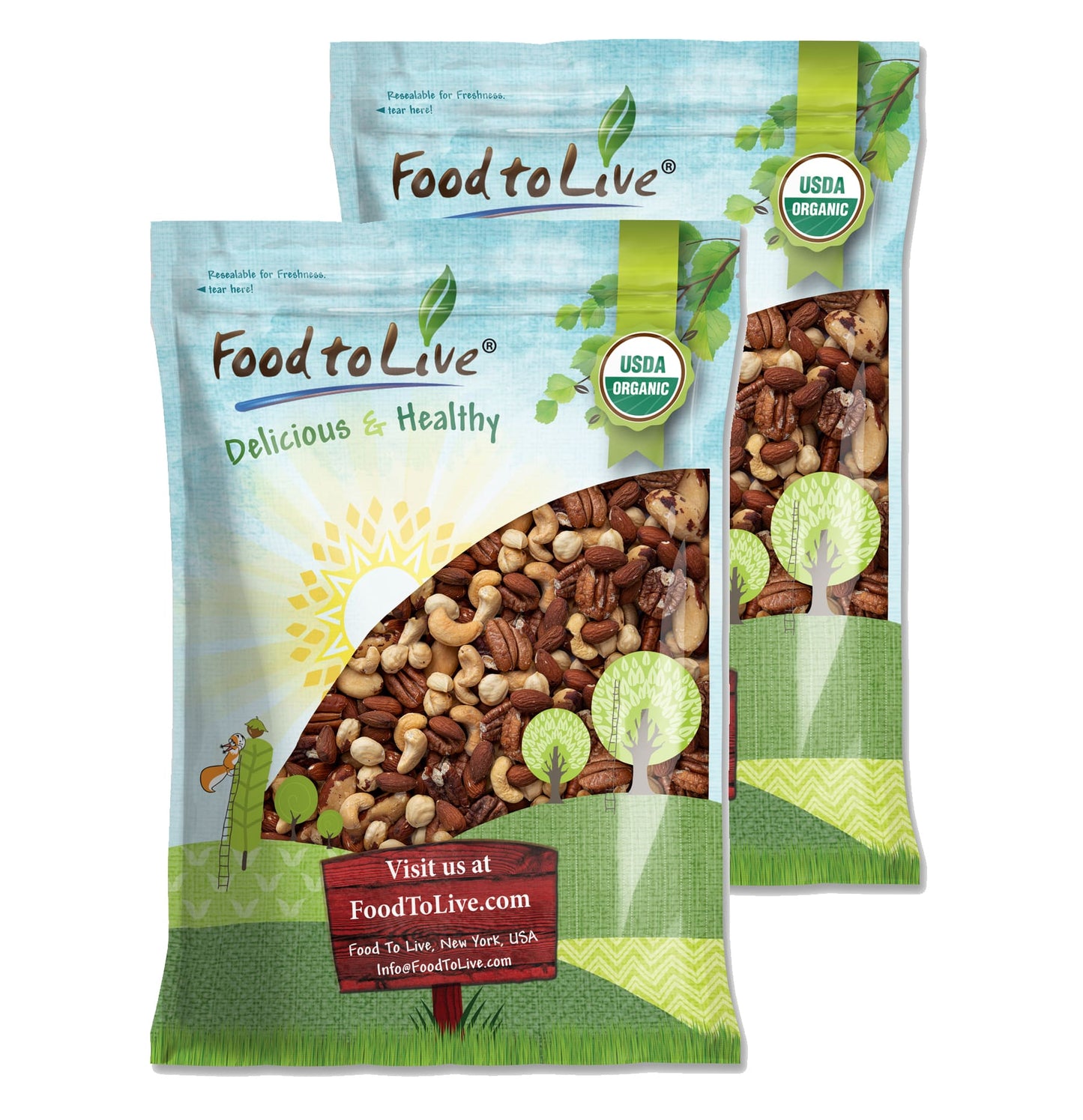 Organic Deluxe Unsalted Nuts Mix - by Food To Live