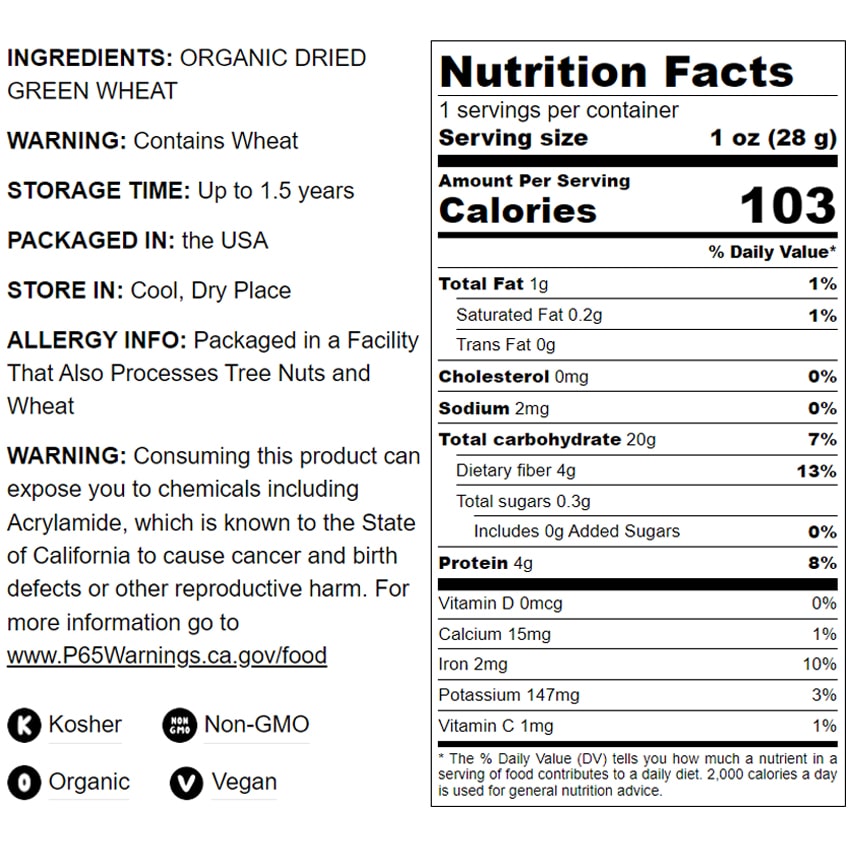 Organic Whole Freekeh - by Food To Live