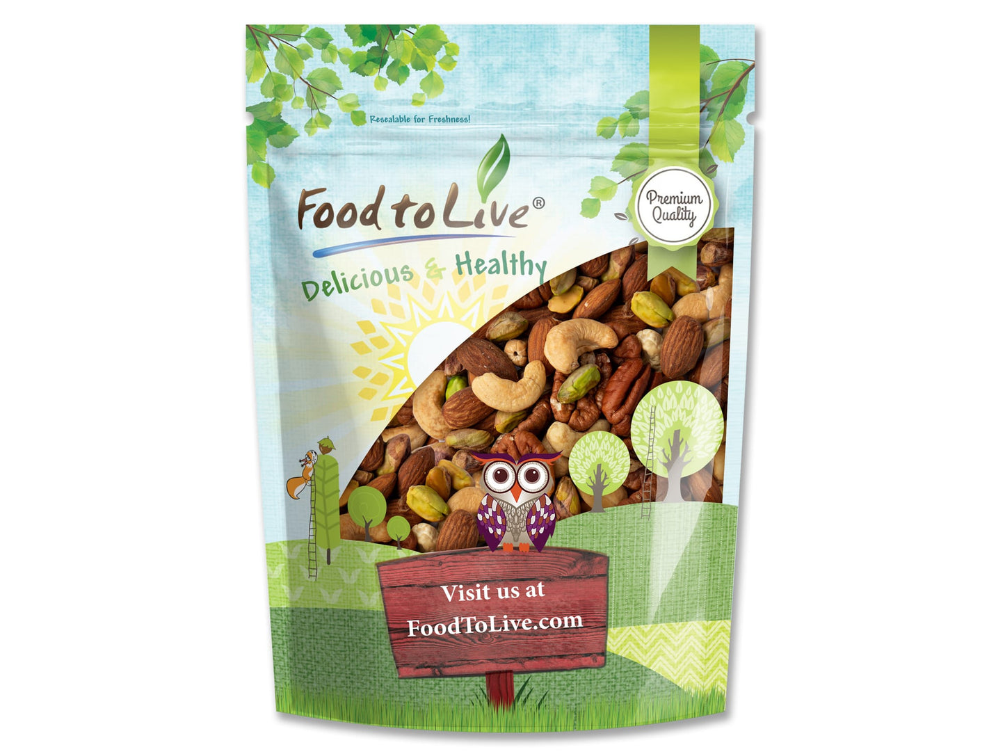 Four Nuts Mix, Dry Roasted & Lightly Salted - by Food To Live