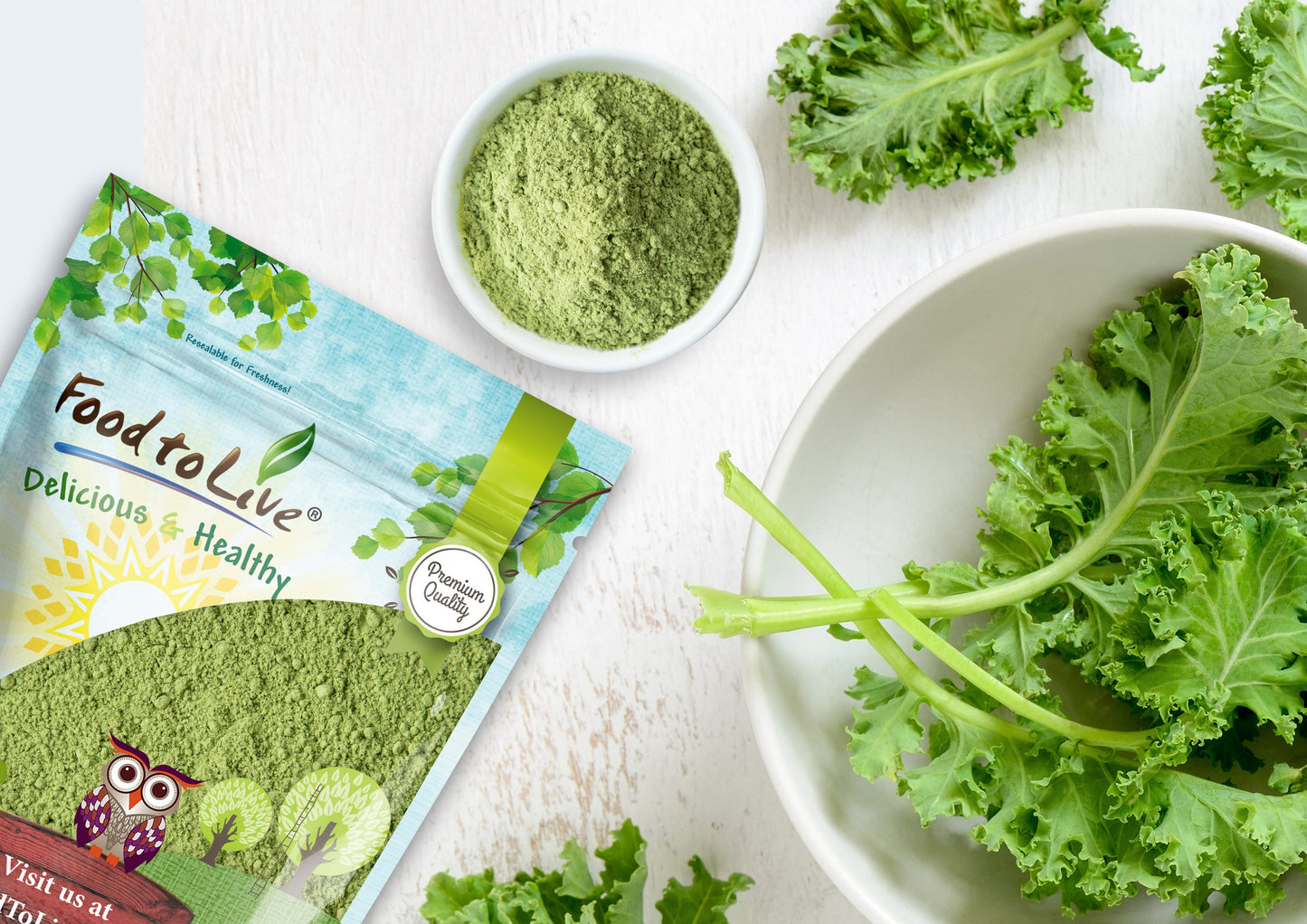 Kale Powder, X Pounds - Made from Raw Dried Whole Leaves, Kosher, Vegan, Bulk, Great for Baking, Juices, Smoothies, Shakes, Теа, and Instant Breakfast Drinks. Good Source of Vitamin C - by Food to Live