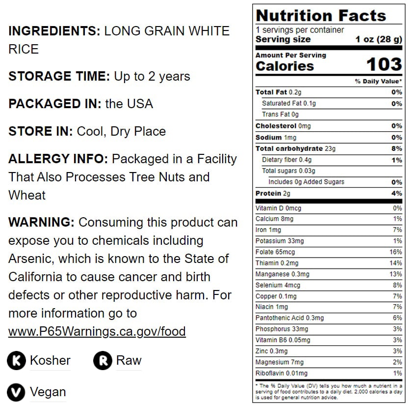 Long Grain White Rice - by Food To Live