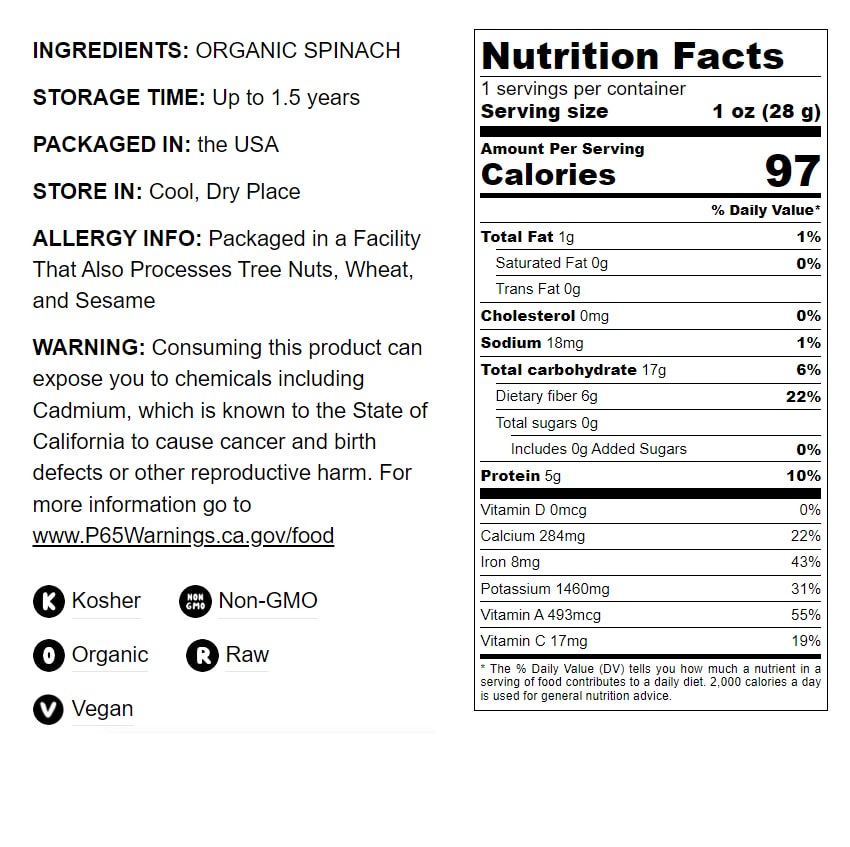 Organic Spinach Powder - by Food To Live