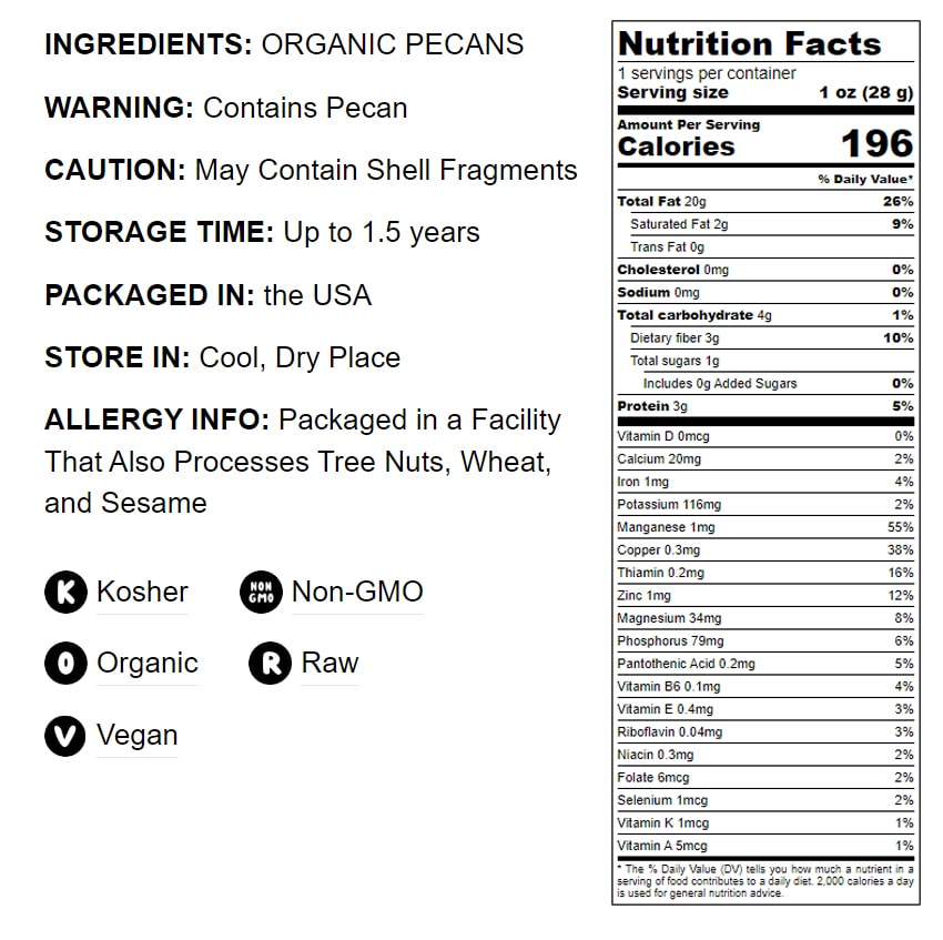 Organic Raw Pecan Pieces - by Food To Live