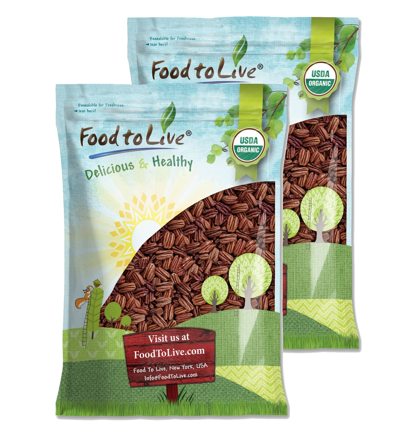 Organic Dry Roasted Pecan Halves with Himalayan Salt - by Food To Live