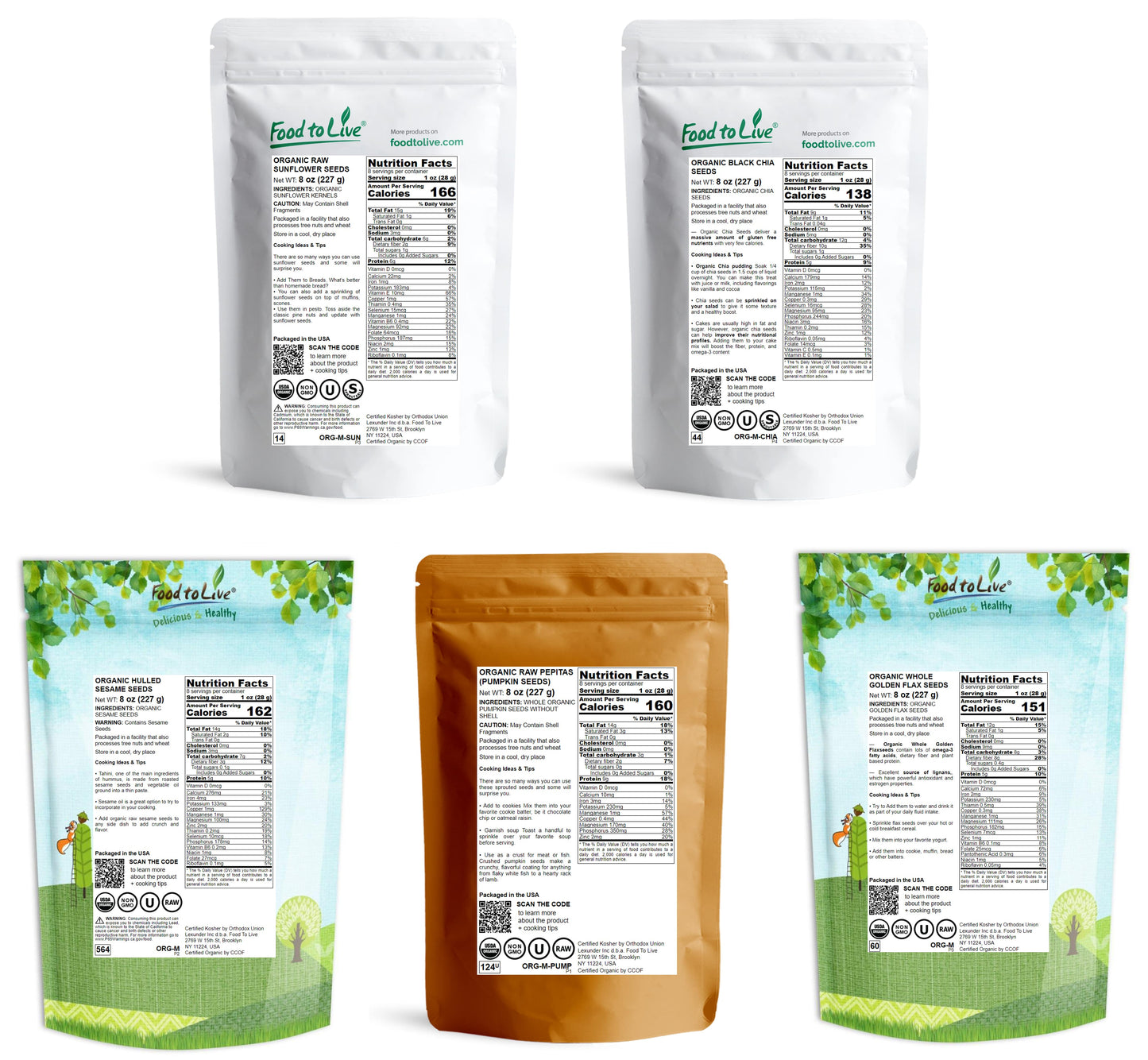 Organic Keto Raw Seeds in a Gift Box - by Food To Live