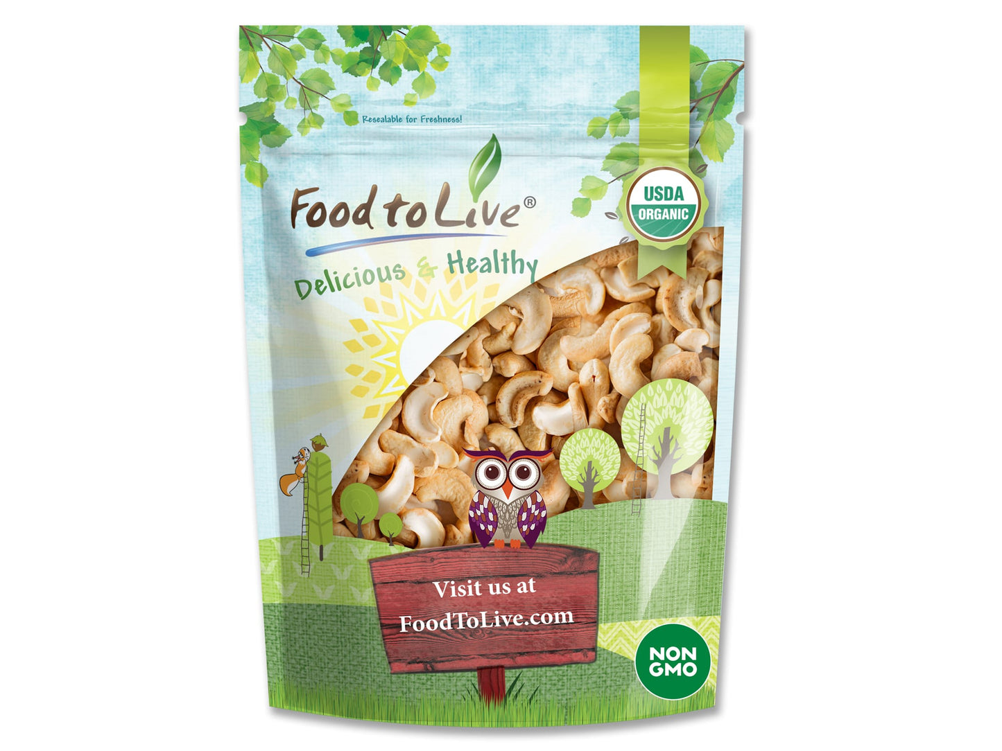 Organic Dry Roasted Cashew Pieces - by Food To Live