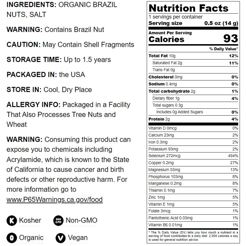 Organic Dry Roasted Brazil Nuts with Himalayan Salt - by Food To Live