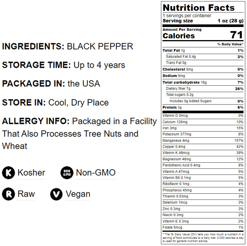 Whole Black Pepper - by Food To Live