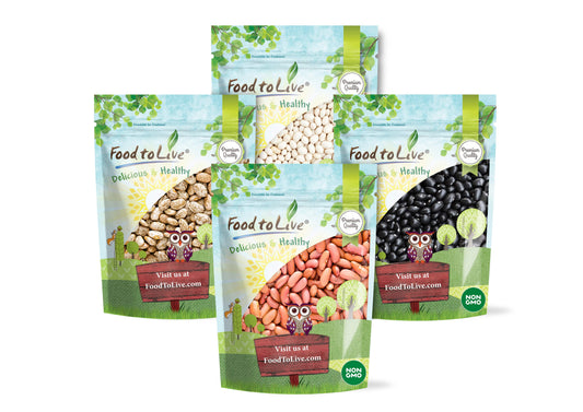 Premium Dry Beans Bundle, 4 Pack - Black Beans (5 LB), Pinto Beans (5 LB), Navy Beans (5 LB), Light Red Kidney Beans (5 LB) - by Food To Live