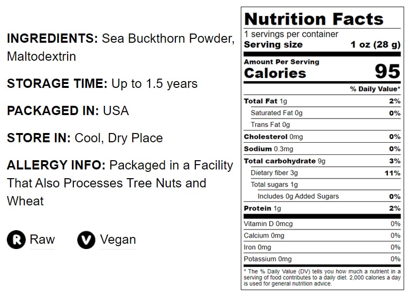 Sea Juice Buckthorn Powder - by Food To Live